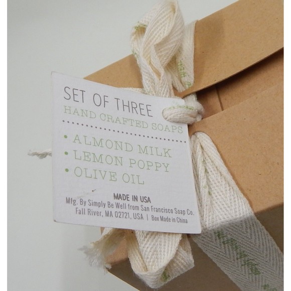 Simply Be Well Hand Crafted Soap Set of 3 Almond Milk Lemon Poppy Olive Oil - Picture 4 of 7